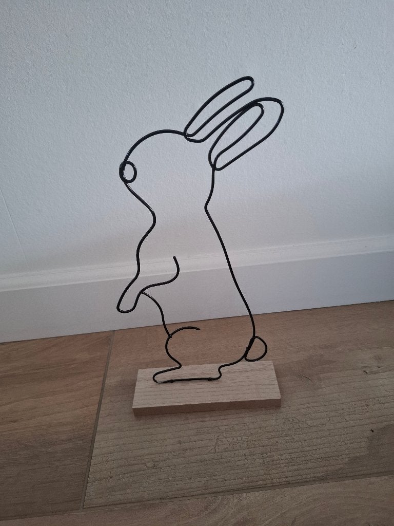 Paashaas decoratie - metaal - houten voet - nieuw, Diversen, Pasen, Ophalen of Verzenden, Nieuw