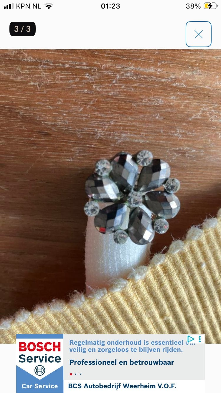 Ring met glittersteentjes., Overige materialen, Gebruikt, Overige kleuren, Ophalen of Verzenden