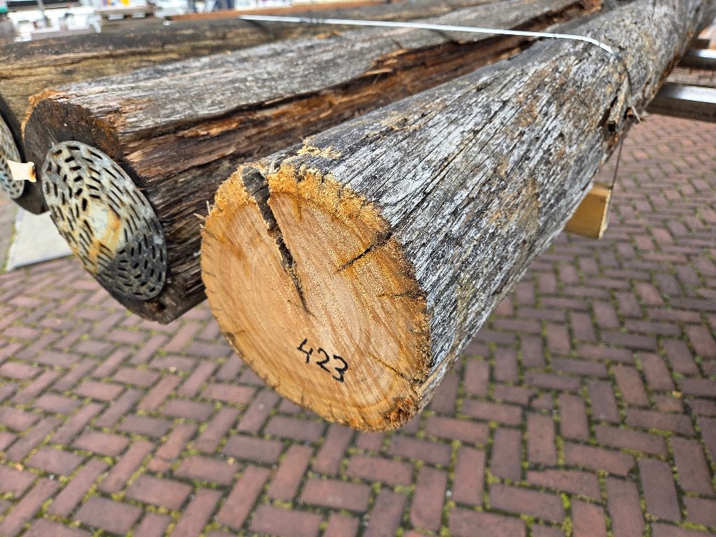 4 Gebruikte hardhouten ronde palen onbehandeld - nr: HB423, Tuin en Terras, Ophalen, Gebruikt, 250 cm of meer, Palen
