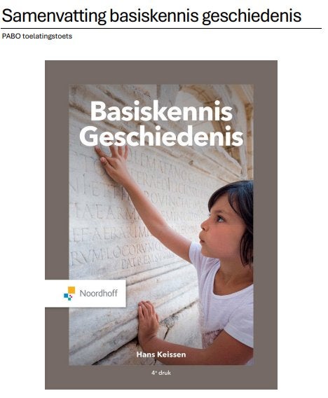 Samenvatting basiskennis geschiedenis pabo toelatingstoets, Ophalen of Verzenden, Alpha, Nieuw, HBO