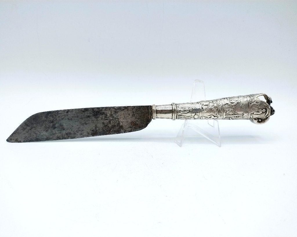 Zilveren mesheft met originele stalen lemmet, 18e eeuws, Antiek en Kunst, Verzenden