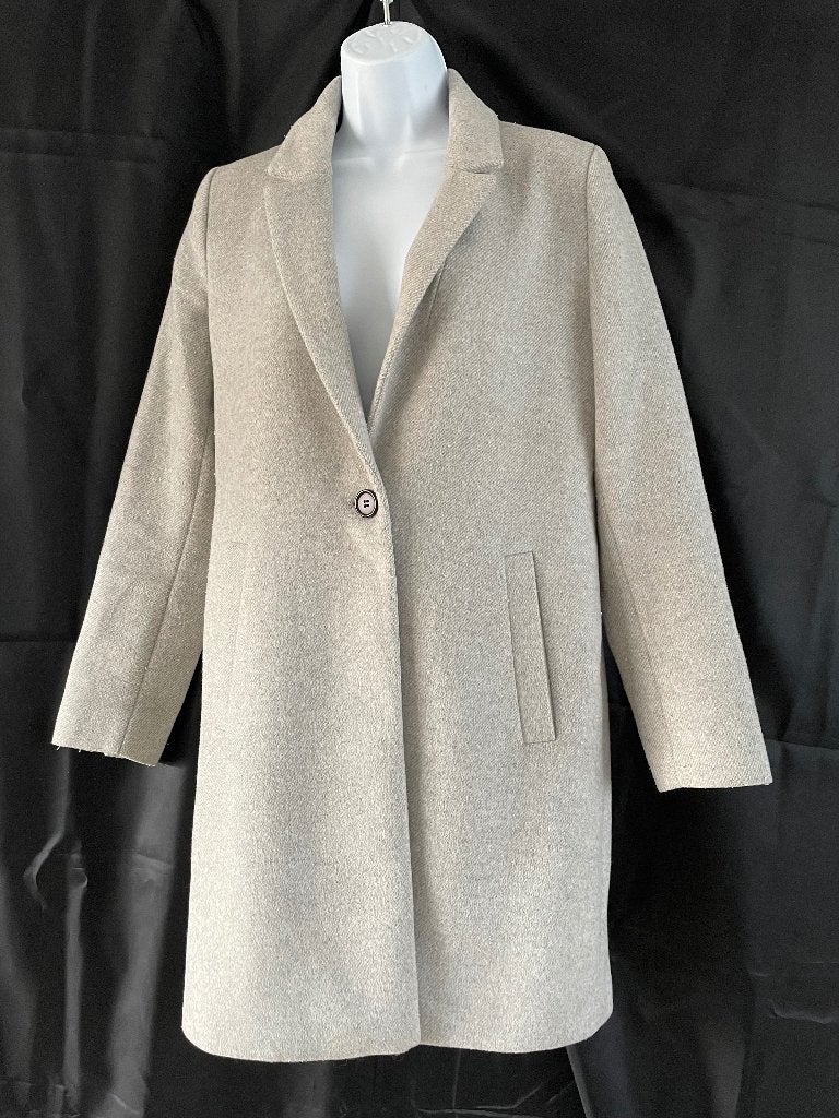 Esprit lange grijze mantel met wol, maat S/M, Kleding | Dames, Maat 38/40 (M), Ophalen of Verzenden, Zo goed als nieuw, Grijs