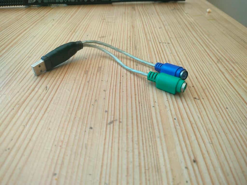 USB naar PS/2 adapter kabel (toetsenbord + muis) – groen/paa, Computers en Software, Ophalen of Verzenden