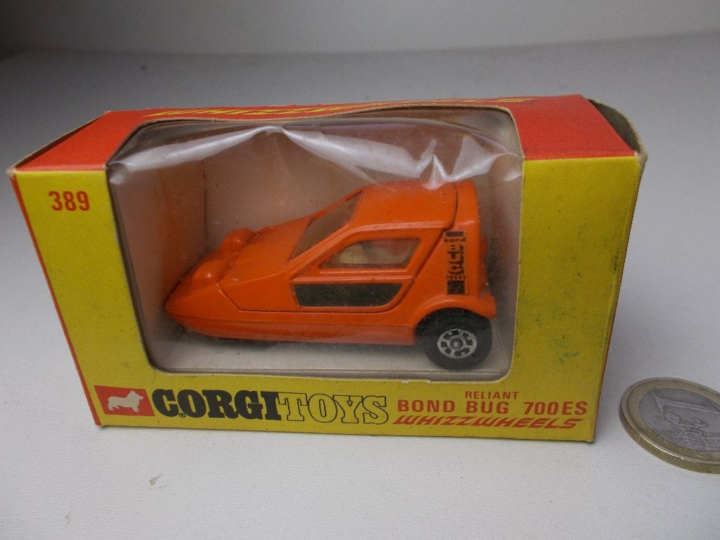 1970 Corgi Toys 389 BOND RELIANT BUG +ORIGINEEL DOOSJE (-C-), Ophalen of Verzenden, Zo goed als nieuw, Auto, Corgi
