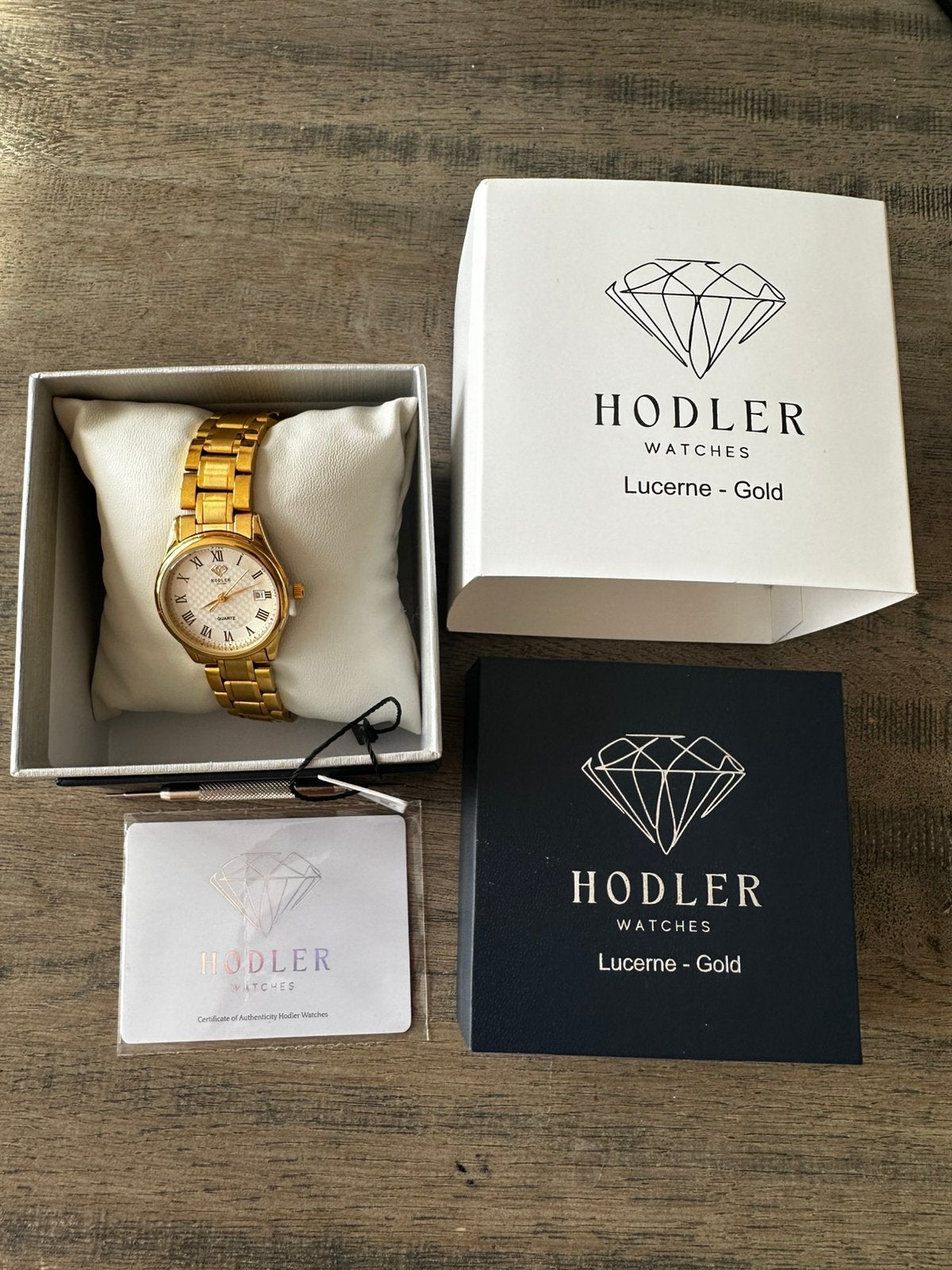 Hodler Lucerne Gold Watch, Overige merken, Staal, Staal, Polshorloge