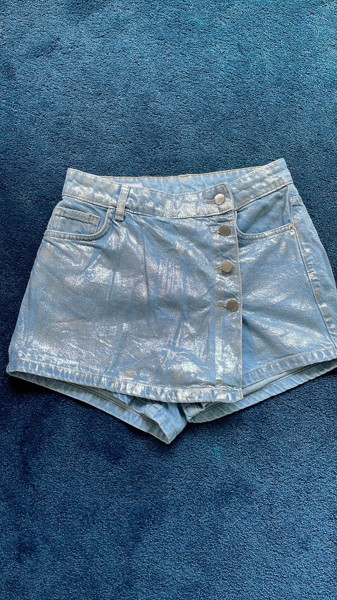 Zara metallic denim skort maat S, Ophalen, Kort, Blauw, Zo goed als nieuw