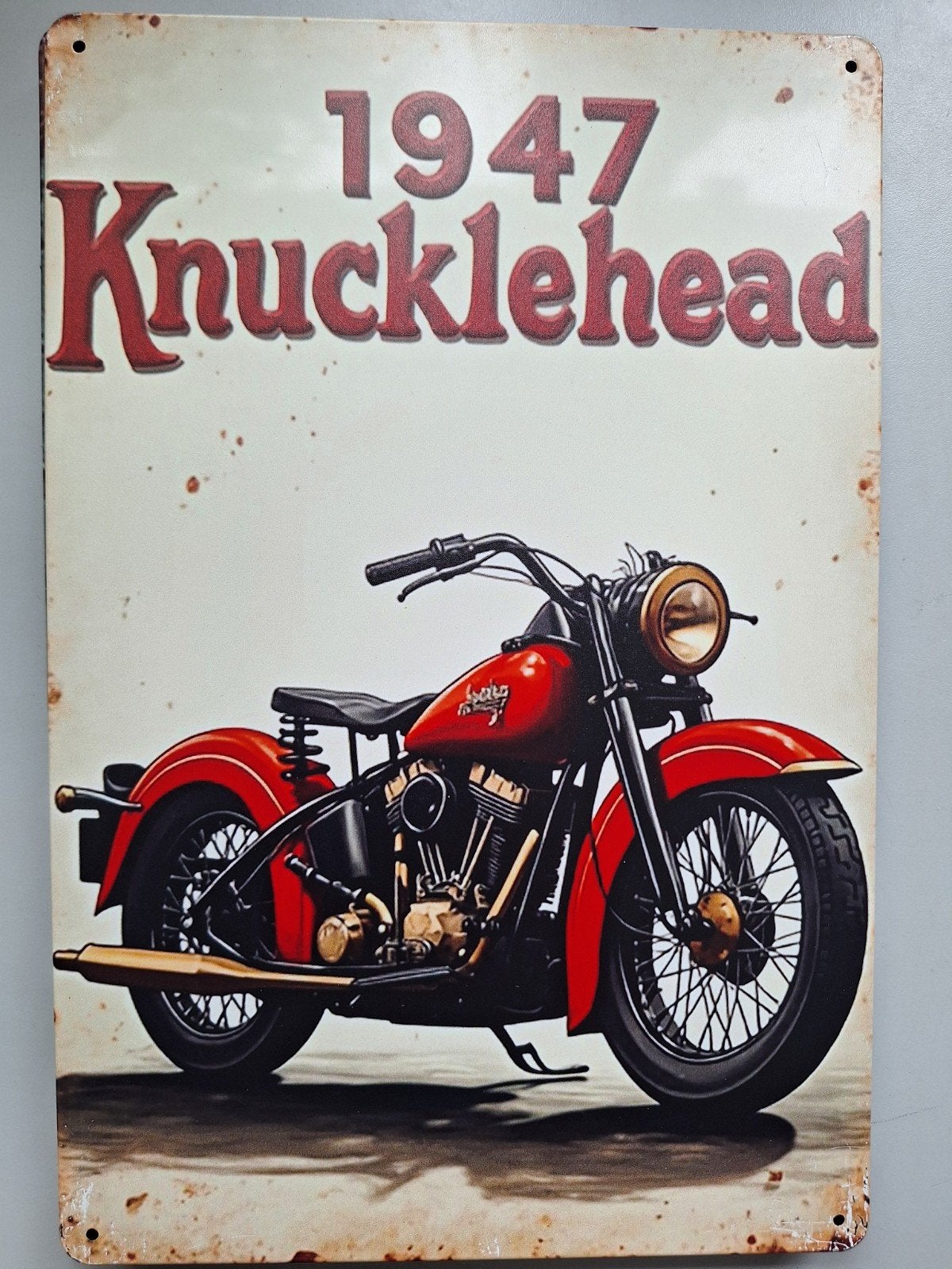 Vintage 1947 Knucklehead Harley-Davidson Motorfiets Plaat, Ophalen of Verzenden, Nieuw, Motoren
