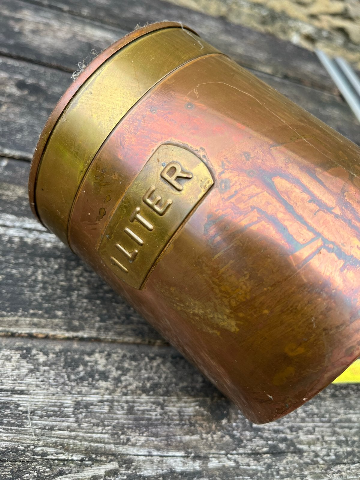 Antieke Koperen Maatbeker 1 Liter, Ophalen of Verzenden, Koper