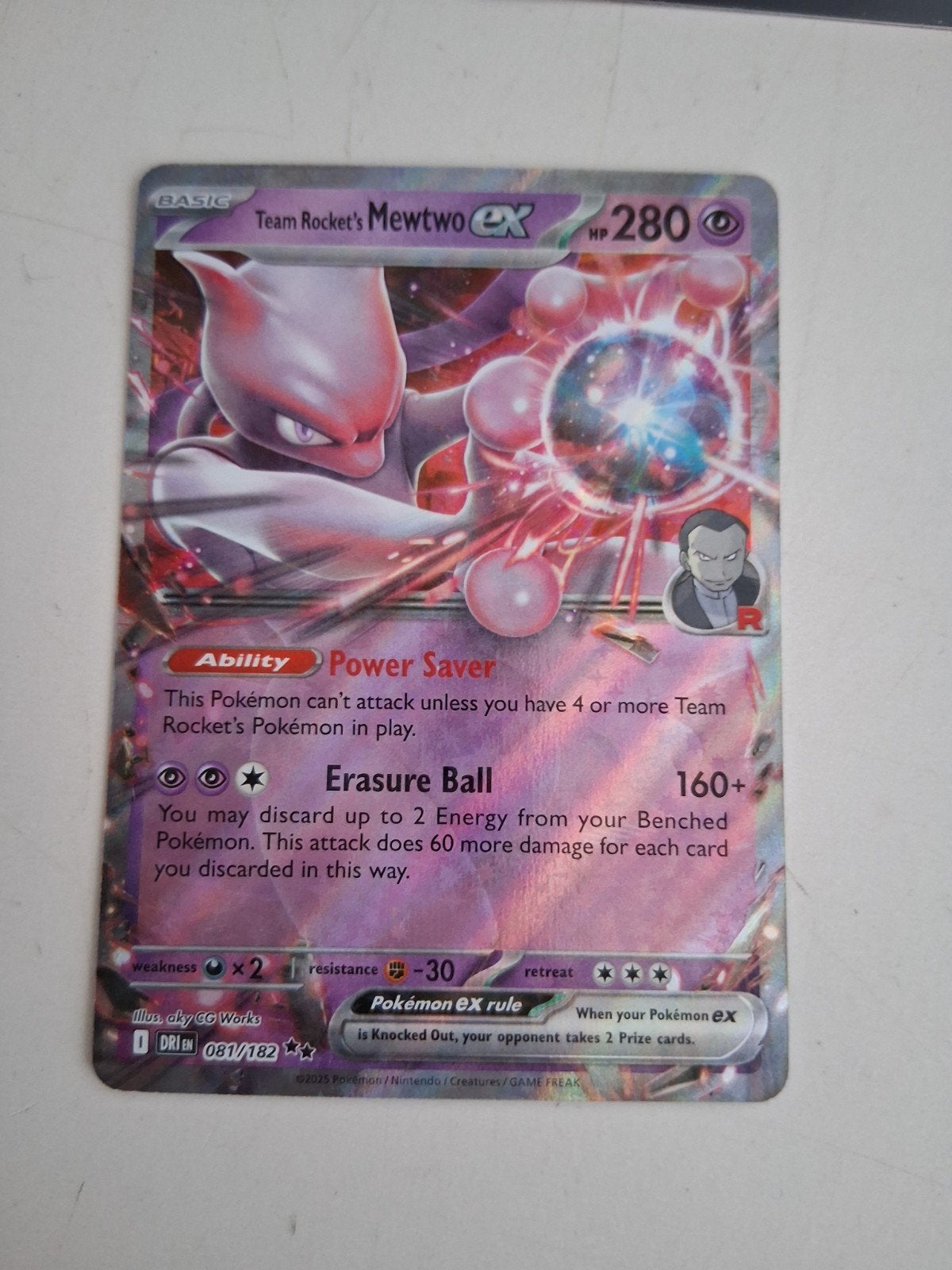 Team Rocket's Mewtwo EX Pokémon Kaart 081/162, Ophalen of Verzenden, Zo goed als nieuw, Losse kaart