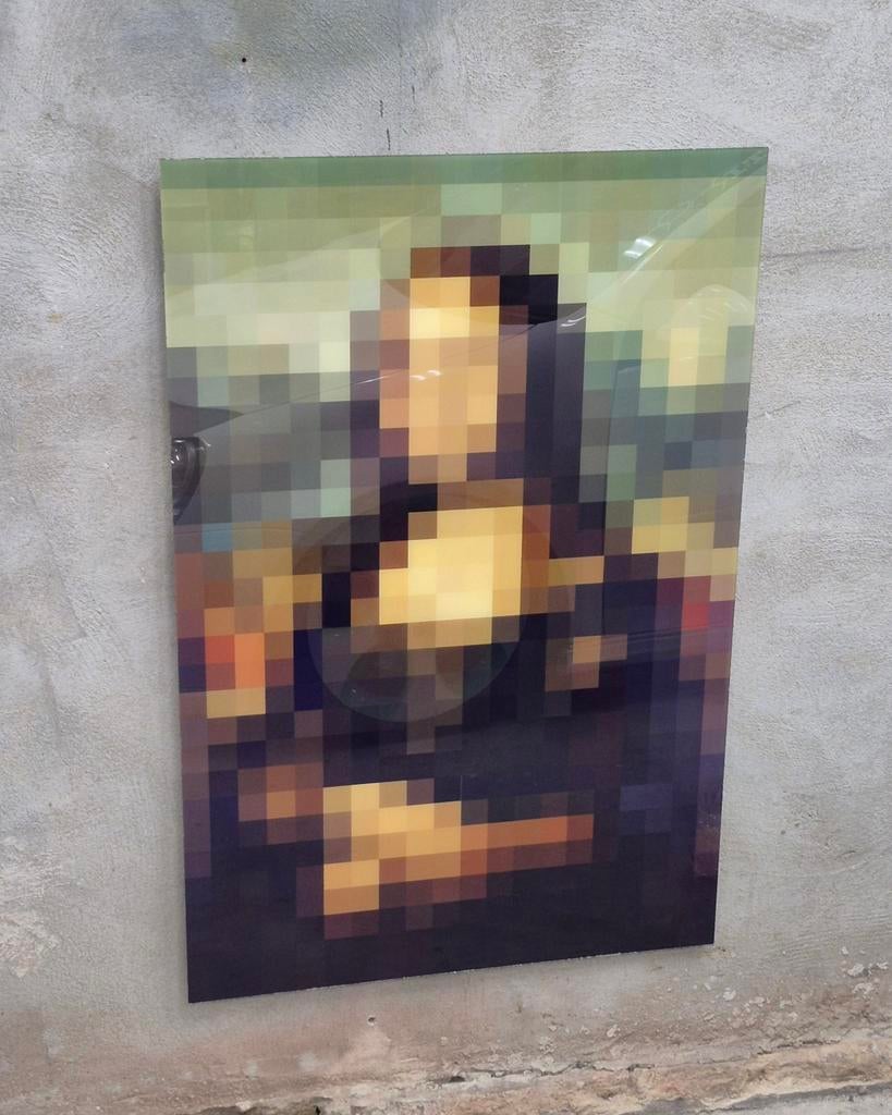 Pixel art mona lisa 80 x 120 plexiglas acrylglas, Ophalen, Gebruikt, 50 tot 75 cm