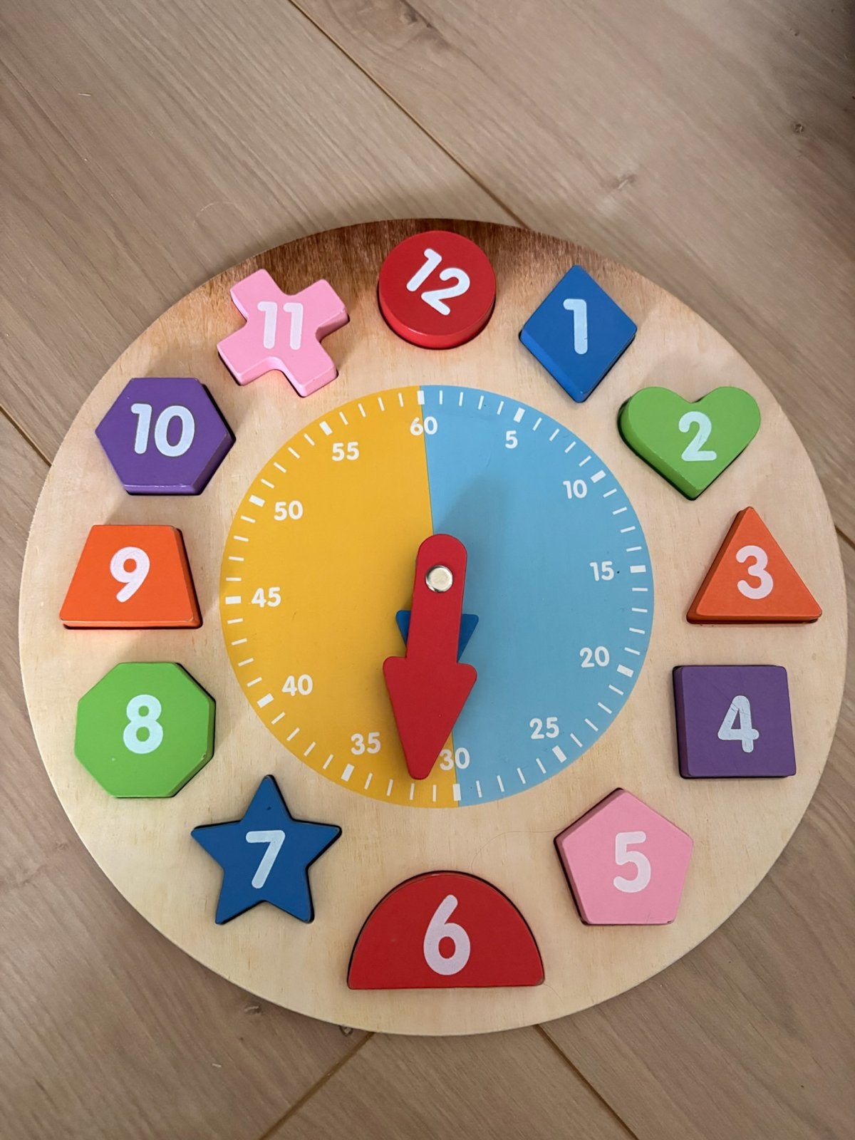 Houten leerklok met vormen en cijfers, Ophalen of Verzenden, Zo goed als nieuw, Puzzelen