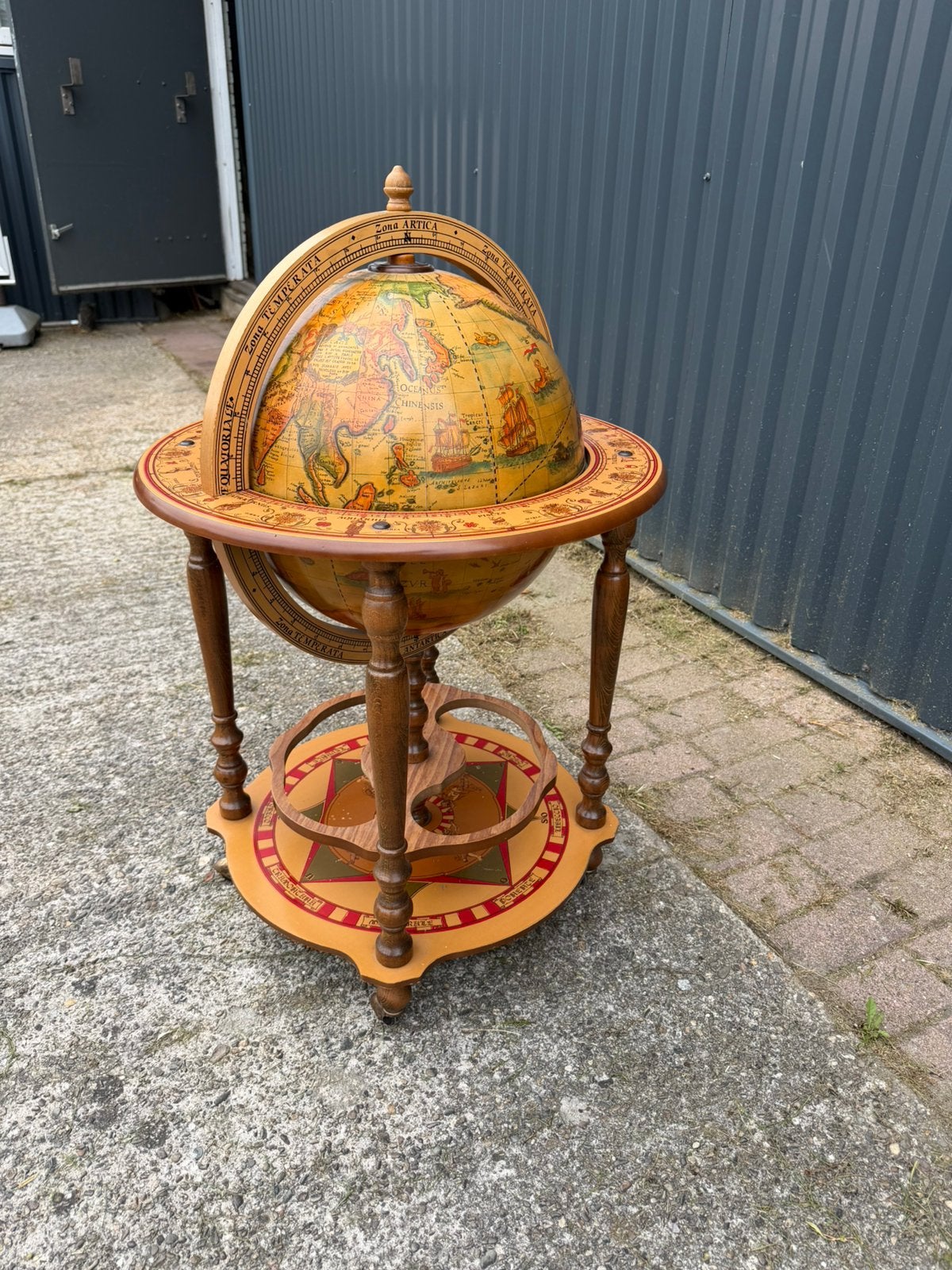 Vintage globe barkast trolley, Ophalen, Xg, Gebruikt, G