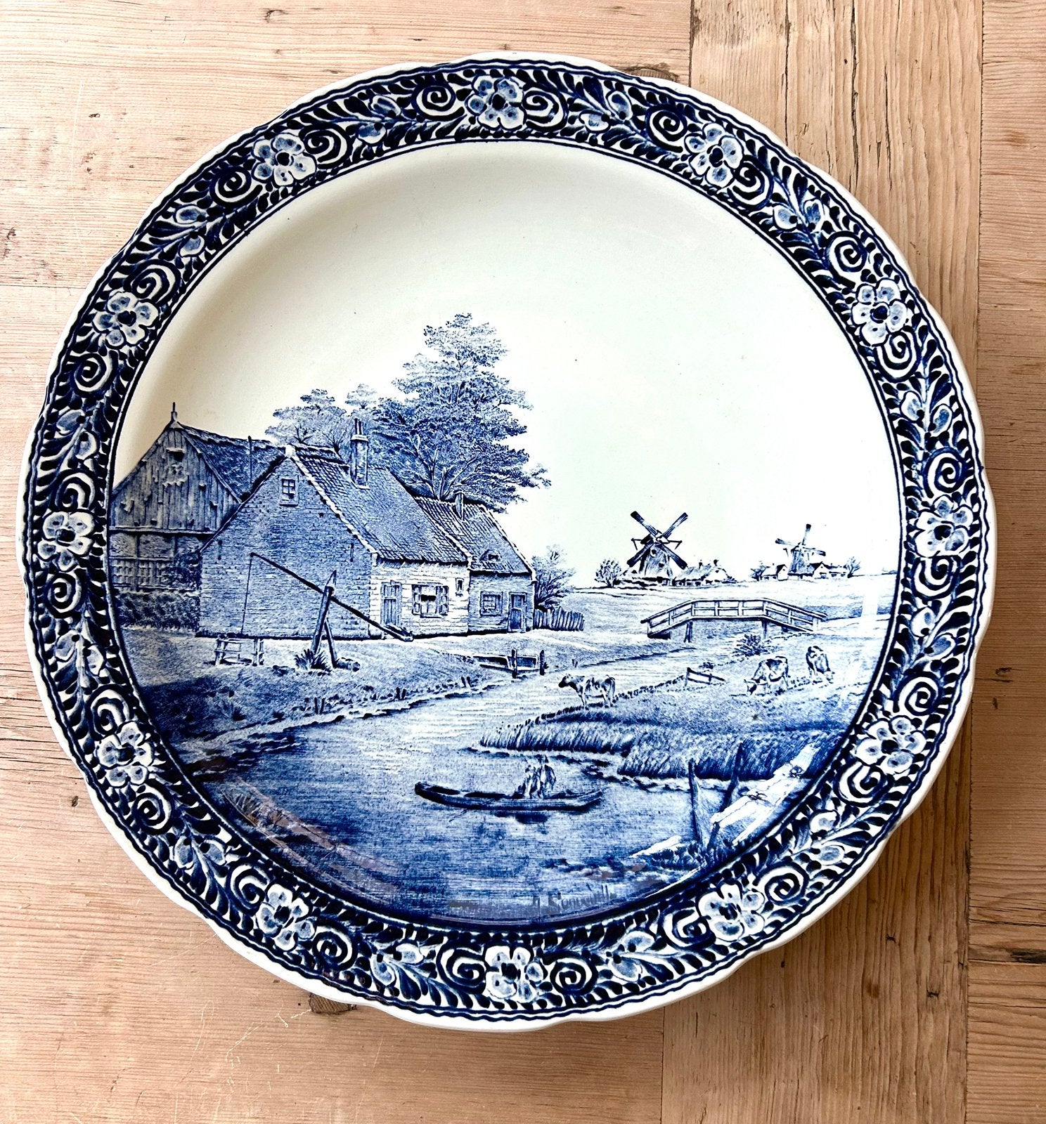 Groot Delfts blauw wandbord ø 40 cm, Ophalen of Verzenden