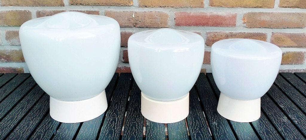 3x Antieke Witte Jugendstil Bauhaus / Thabur Lamp - Nr1, Antiek en Kunst, Antiek | Lampen, Ophalen of Verzenden