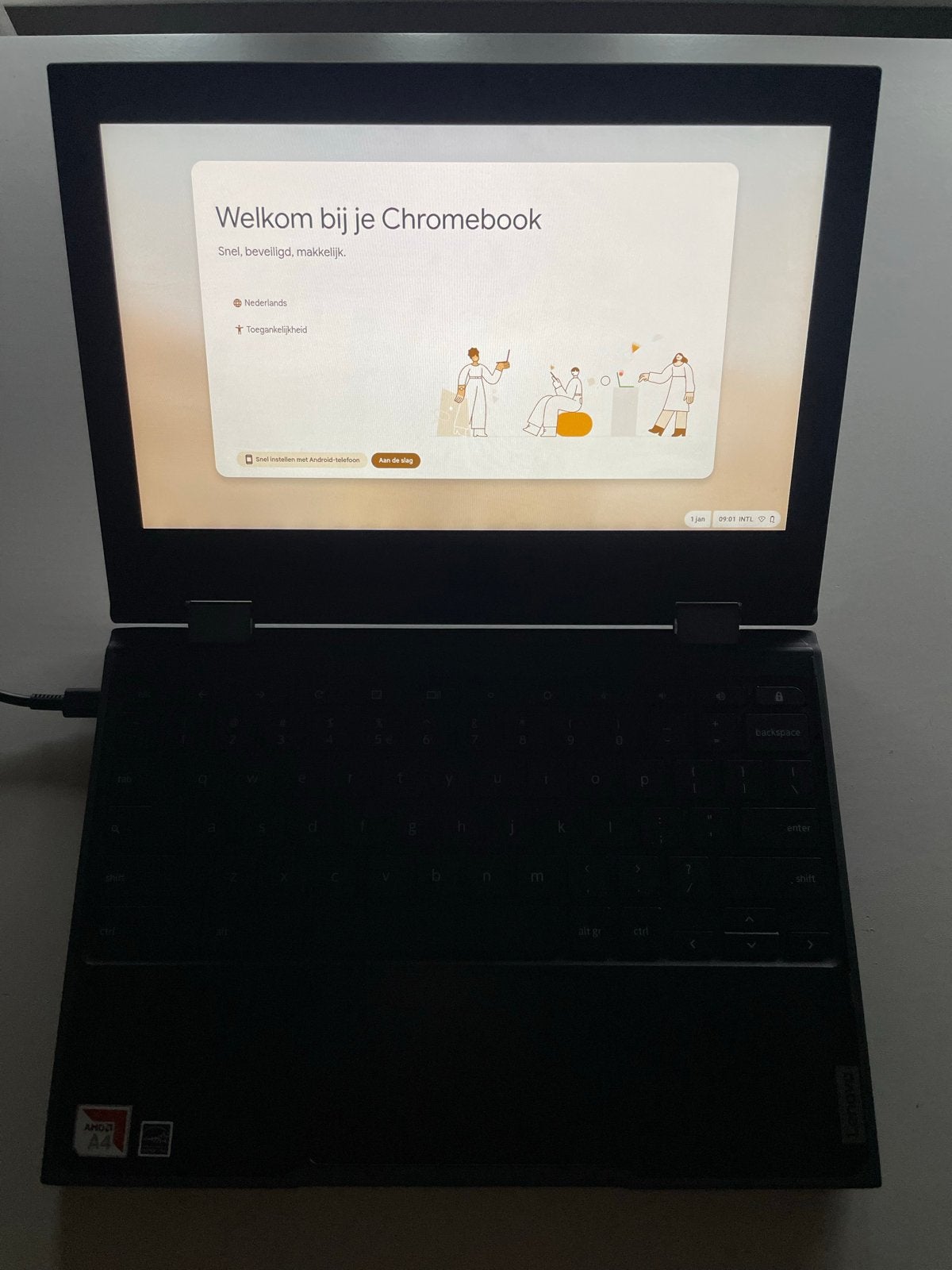 Lenovo Chromebook 300e 2e gen AST (accu defect), Qwerty, Touchscreen, Ophalen of Verzenden, 32 GB of minder