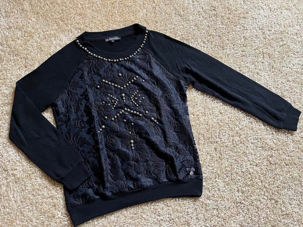 Glamorous dunne trui/top zwart kant/studs mt. S, Kleding | Dames, Truien en Vesten, Ophalen of Verzenden, Zo goed als nieuw, Maat 36 (S)