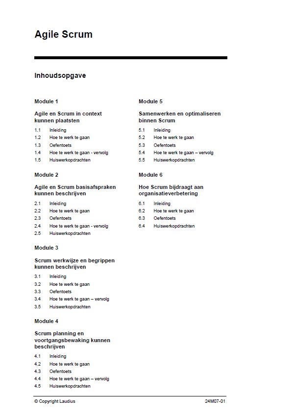 Cursus Agile Scrum, Ophalen, Alpha
