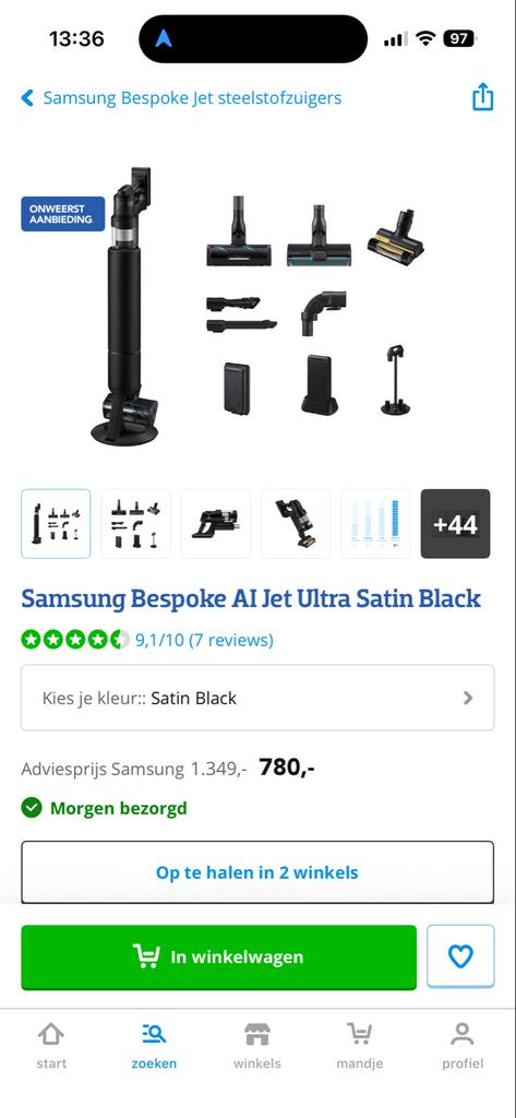 Samsung Bespoke Jet AI Stofzuiger - Zo goed als nieuw, Witgoed en Apparatuur, Stofzuigers, Ophalen, Zo goed als nieuw, Reservoir