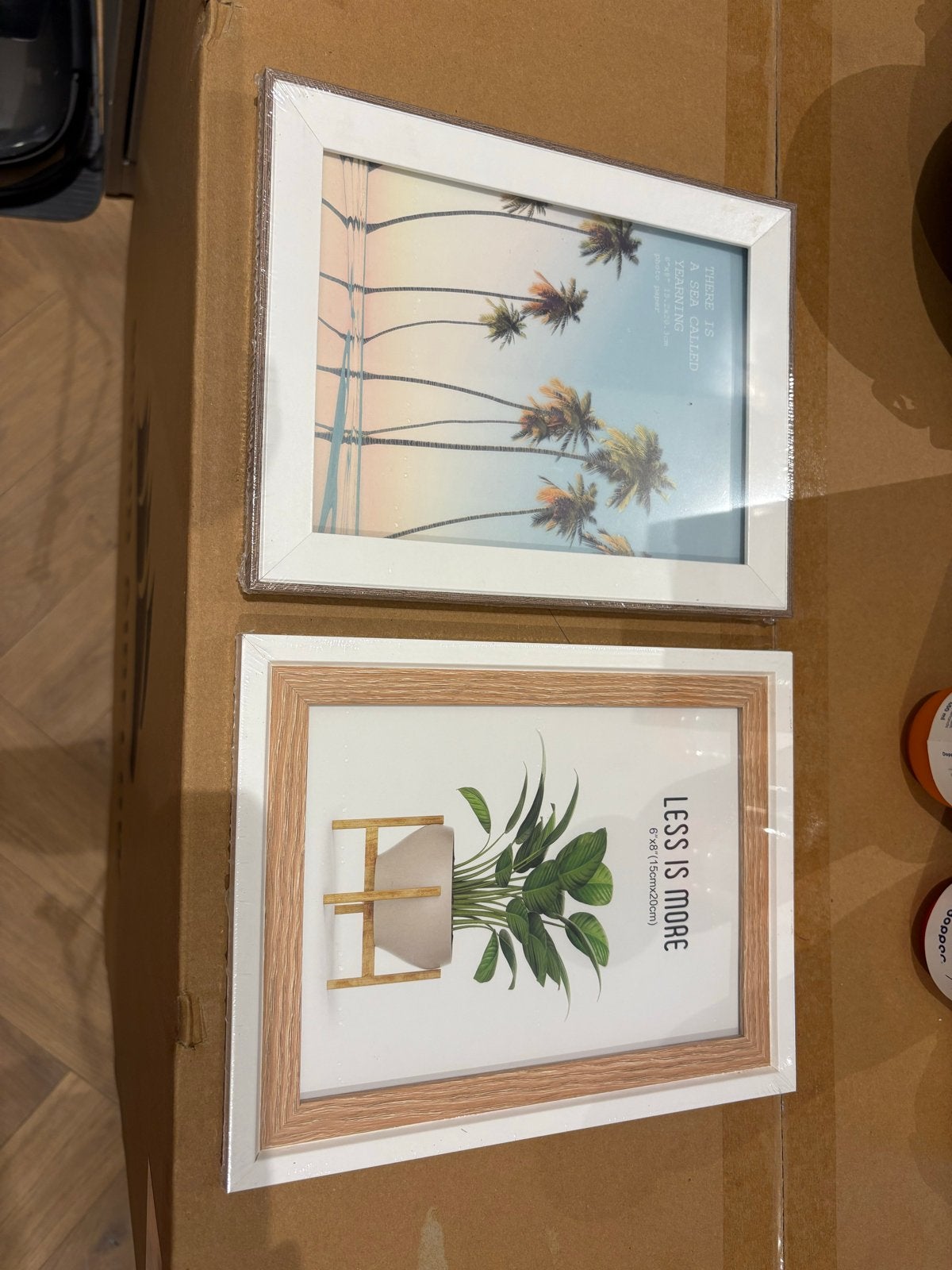 Set of 2 photo frames, white and wood-colored, Ophalen, Nieuw, Fotolijst, Wit