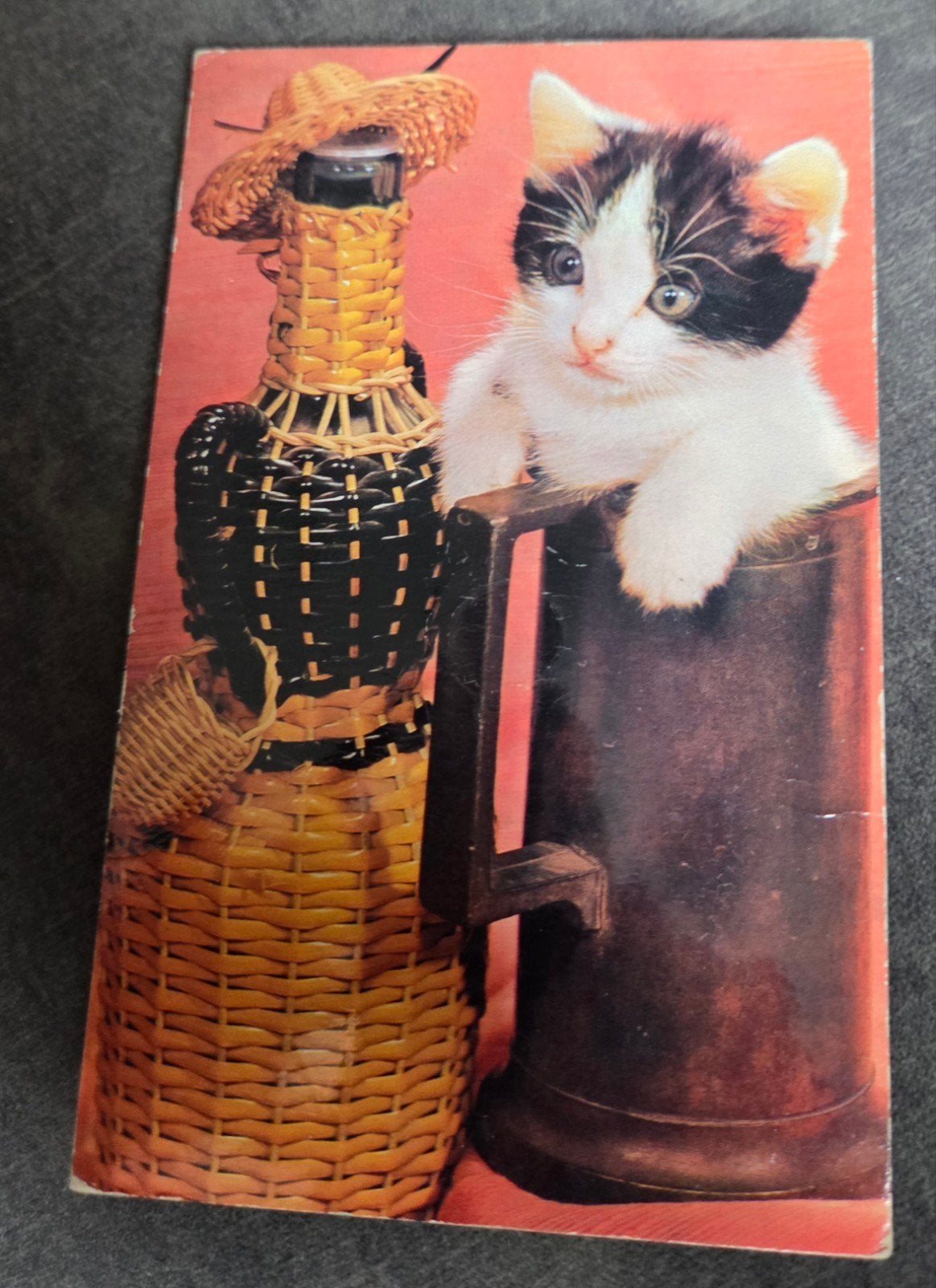 Piepkaart - Katje in Bierpul & Fles (1964), Verzamelen, Verzenden, 1960 tot 1980, Gelopen, Hond of Kat