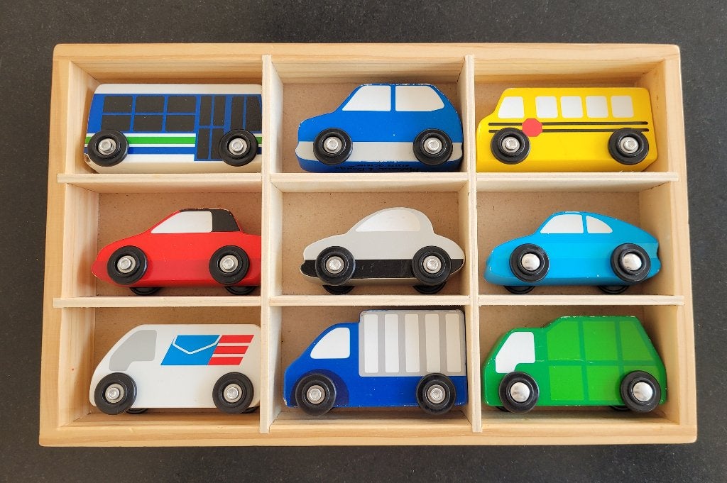 Melissa & Doug houten auto's, Ophalen of Verzenden, Zo goed als nieuw