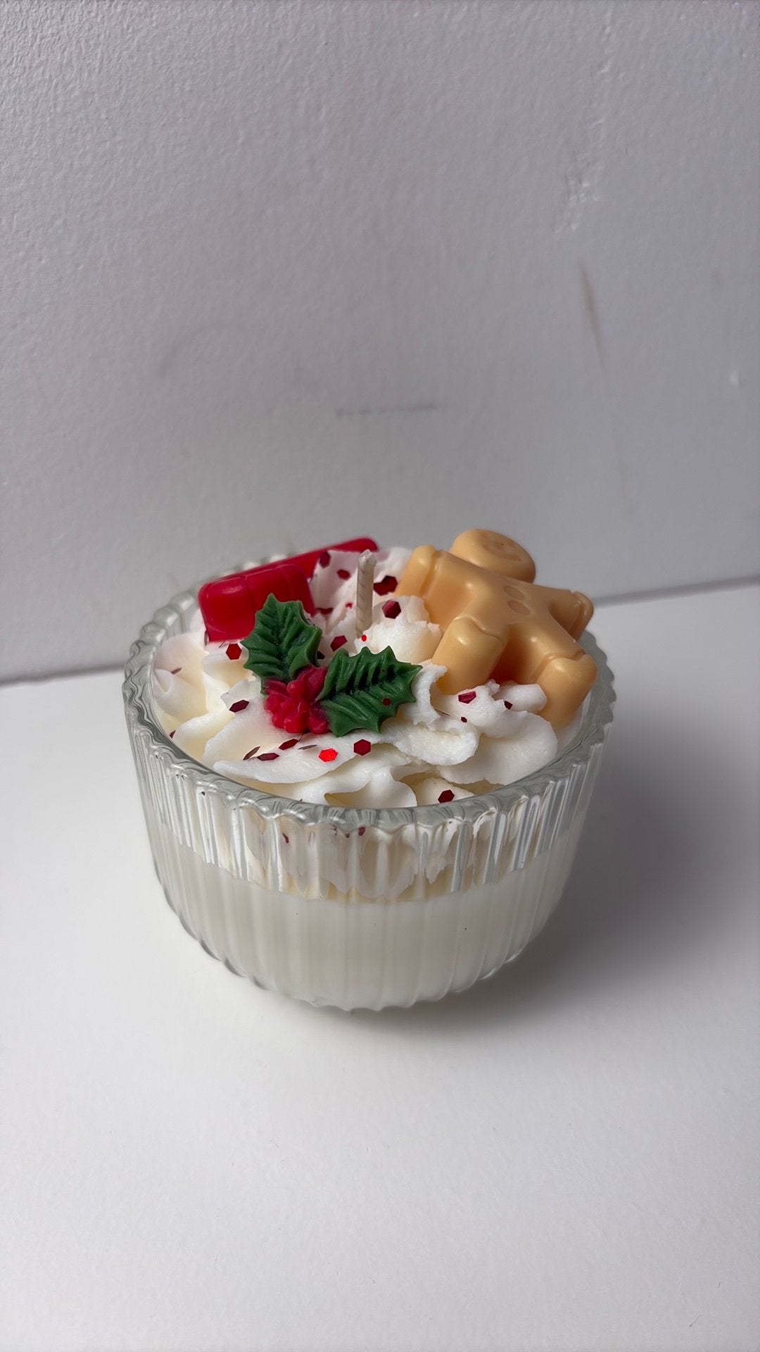 Kerst kaars in geribbeld glas, Ophalen of Verzenden, Glas