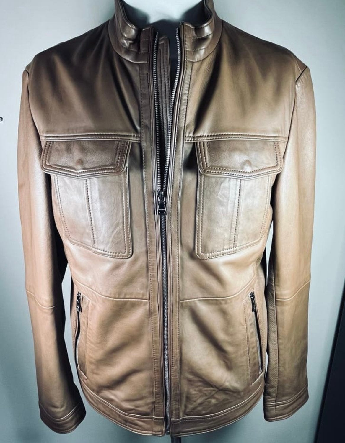 Hugo Boss leren jack, maat 50, nieuw, wvp €749,00, Bruin, Maat 48/50 (M), Nieuw, Ophalen of Verzenden