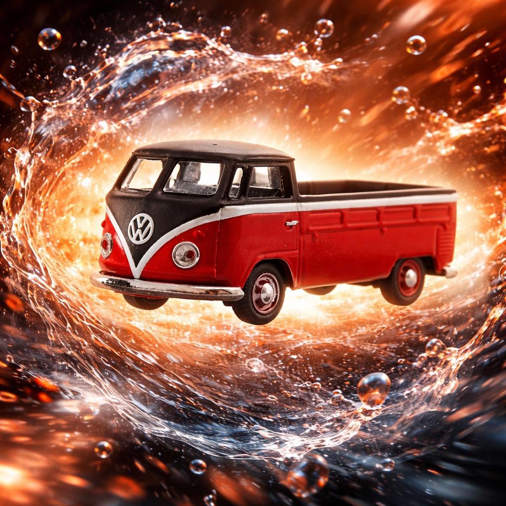 VW T1 Pickup, rood/zwart - 1:87 - Schuco, Schuco, Auto, Info@schuco.de, Nieuw