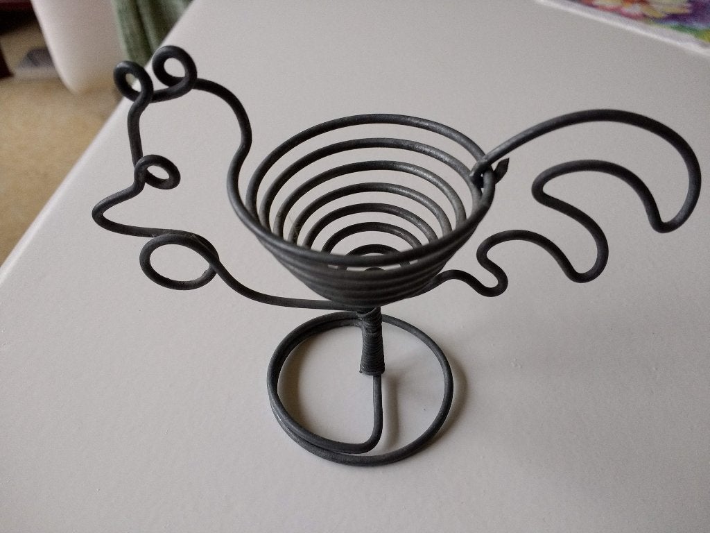 Vintage metalen eierdop in vorm van kip, Huis en Inrichting, Overige materialen, Overige typen, Ophalen of Verzenden, Zo goed als nieuw