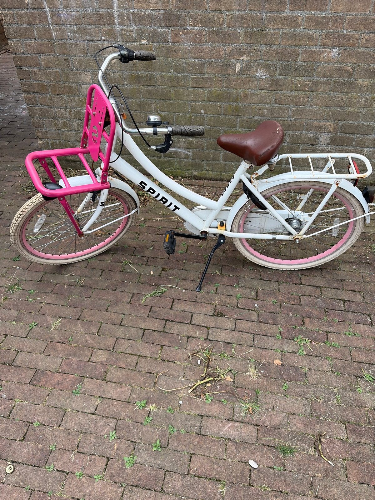 Spirit meisjesfiets met voordrager en kinderzitje, Ophalen, Terugtraprem, Handrem, Gebruikt