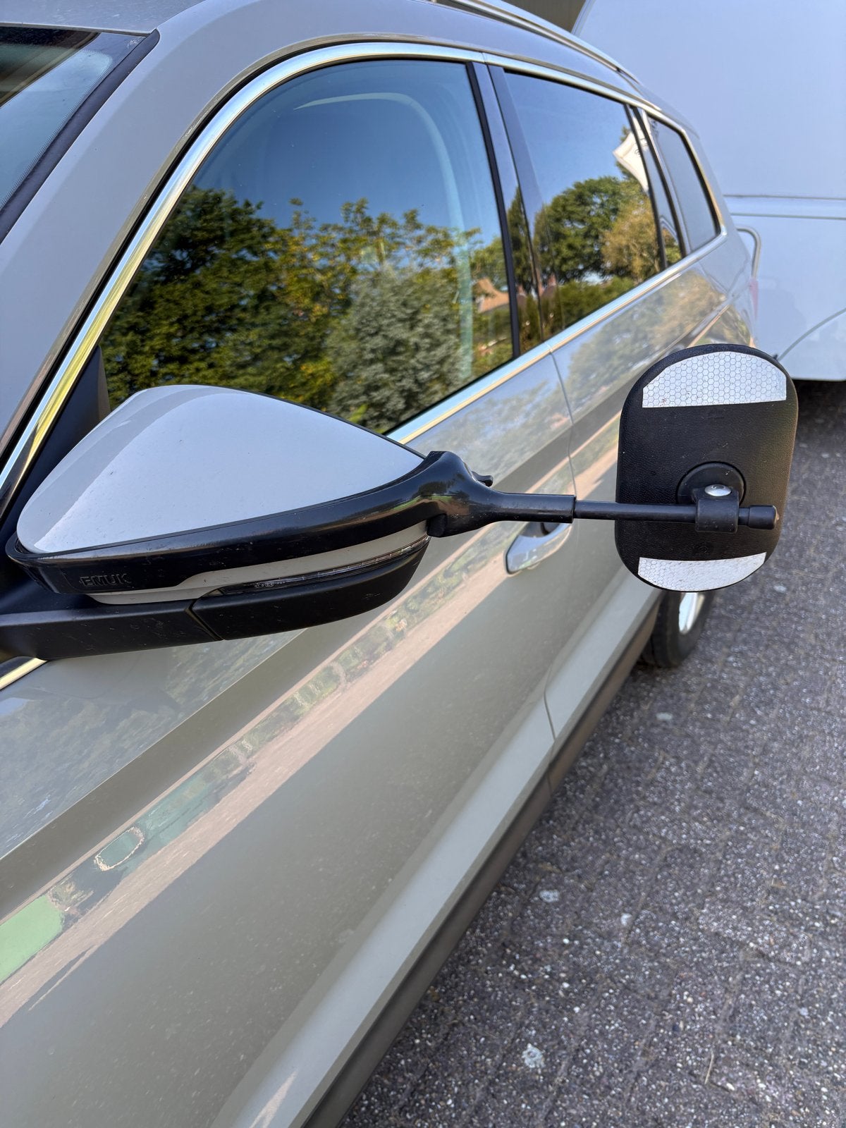 EMUK caravan spiegels Kodiaq type I en Karoq incl. opbergtas, Caravans en Kamperen, Caravan accessoires, Ophalen, Gebruikt