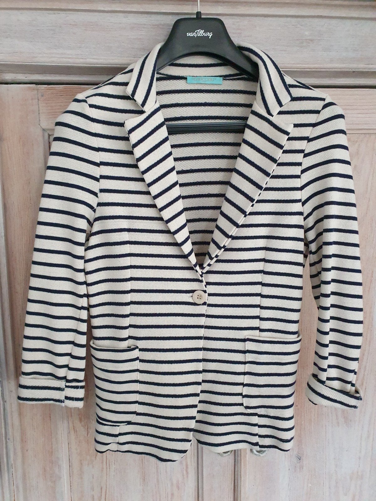 Nieuwe stretch jogblazer gestreept mt 38-40, Ophalen of Verzenden, Nieuw, Maat 38/40 (M), Blauw