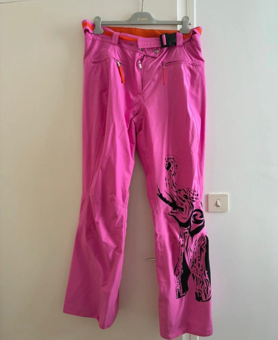 Roze Rossignol skibroek met Gore-Tex en olifantenprint, Ophalen of Verzenden, Zo goed als nieuw, Maat 38/40 (M), Broek