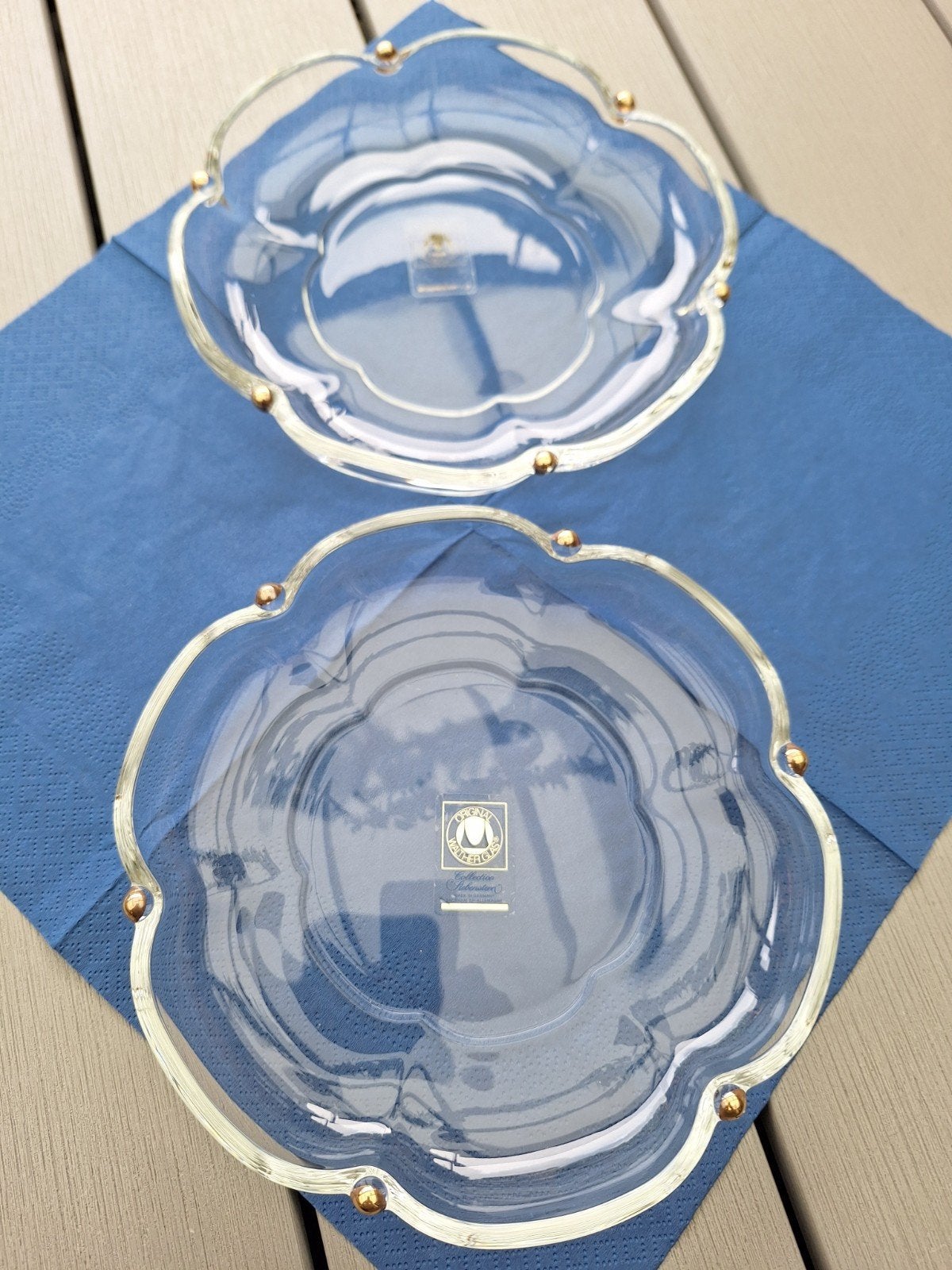 2 Walther glas bonbon schaaltjes met gouden accenten., Nieuw, Ophalen of Verzenden, Overige stijlen, Glas