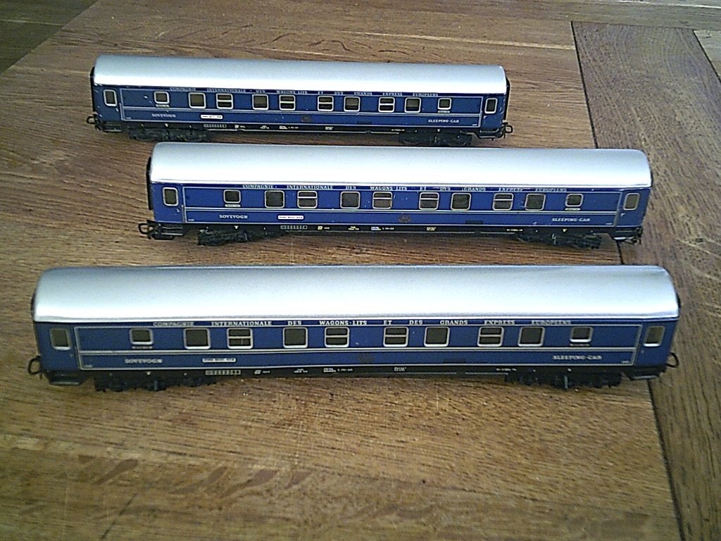 Marklin HO 3x Blauw Slaaprijtuig CIWL nr. 4029, Wisselstroom, Gebruikt, Wagon, Ophalen of Verzenden