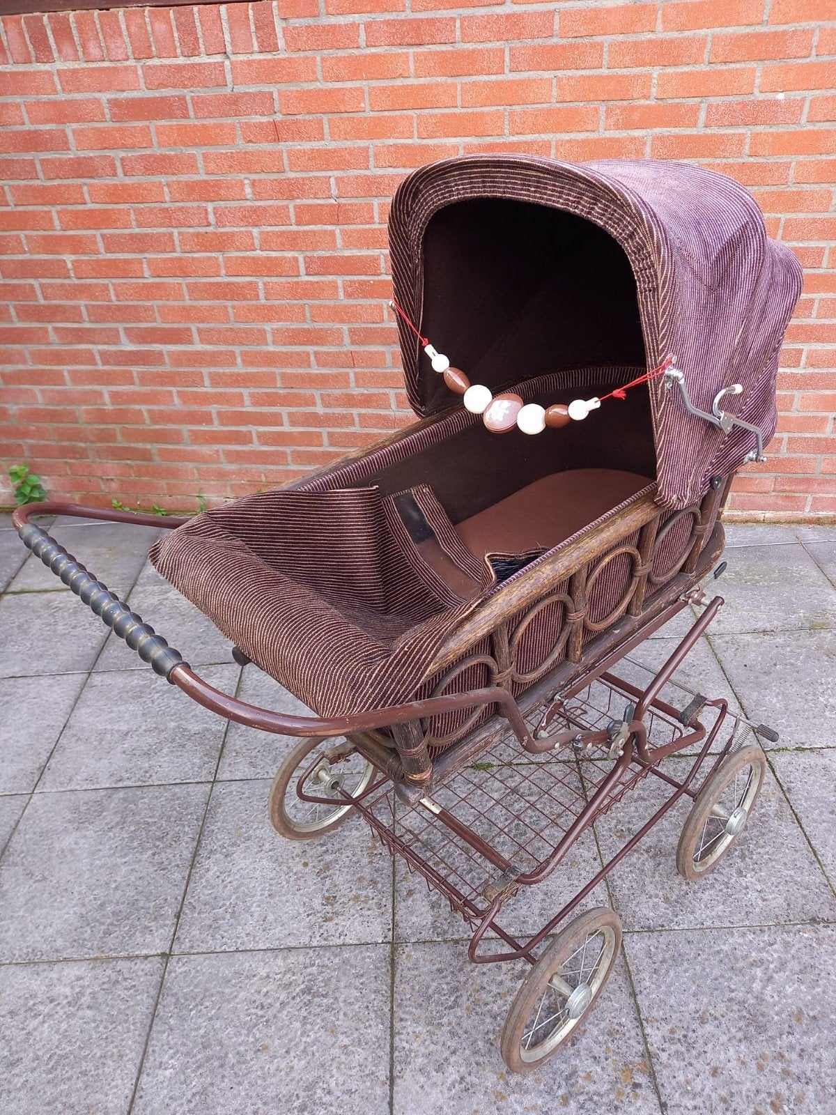Vintage Kinderwagen - Bruin met streepjespatroon, Ophalen, Gebruikt, Overige merken