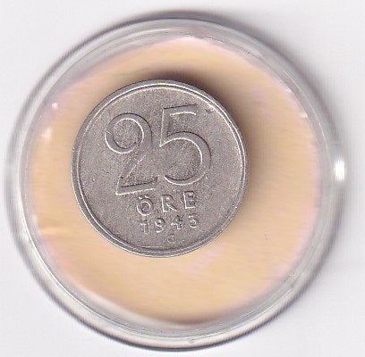 Zweden 25 Ore 1943  Zeer Goed, Postzegels en Munten, Verzenden, Overige landen, Losse munt, Zilver
