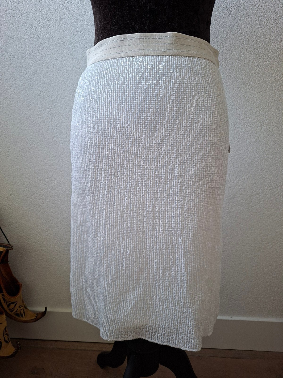 Zara Basic Witte Pailletten Rok Maat S Nieuw met kaartje, Wit, Nieuw, Ophalen of Verzenden, Knielengte