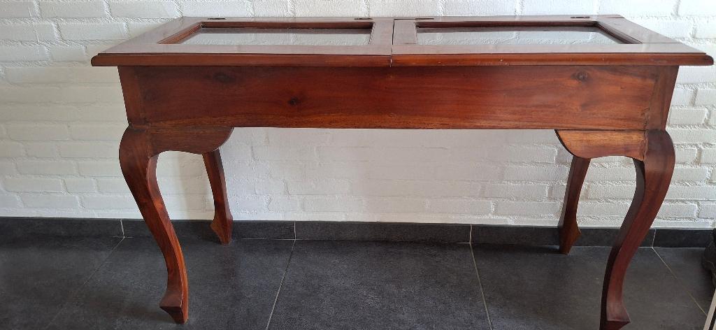 sidetable /vitrine kast, Huis en Inrichting, Tafels | Sidetables, 100 tot 150 cm, Teakhout, Zo goed als nieuw, Antiek