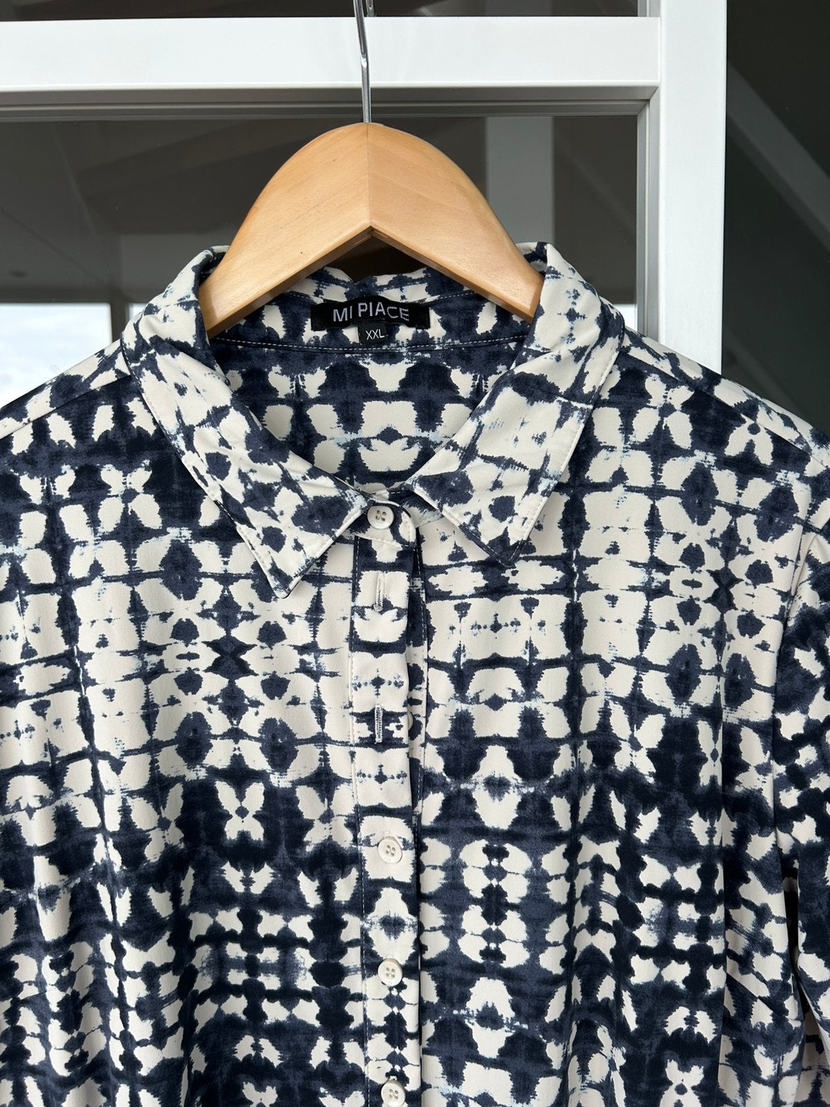 Mi Piace blue batik xxl, Kleding | Dames, Jurken, Maat 42/44 (L), Zo goed als nieuw, Knielengte, Verzenden