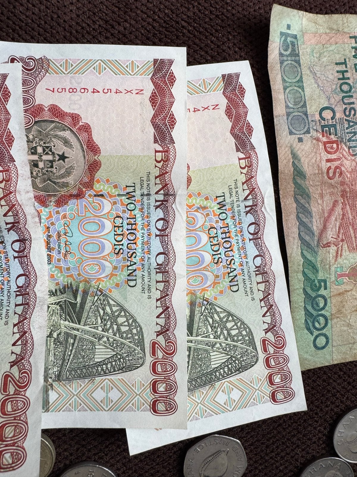 Setje Ghanese Cedis biljetten en munten uit 1998-2003, Ophalen of Verzenden, Overige landen, Setje