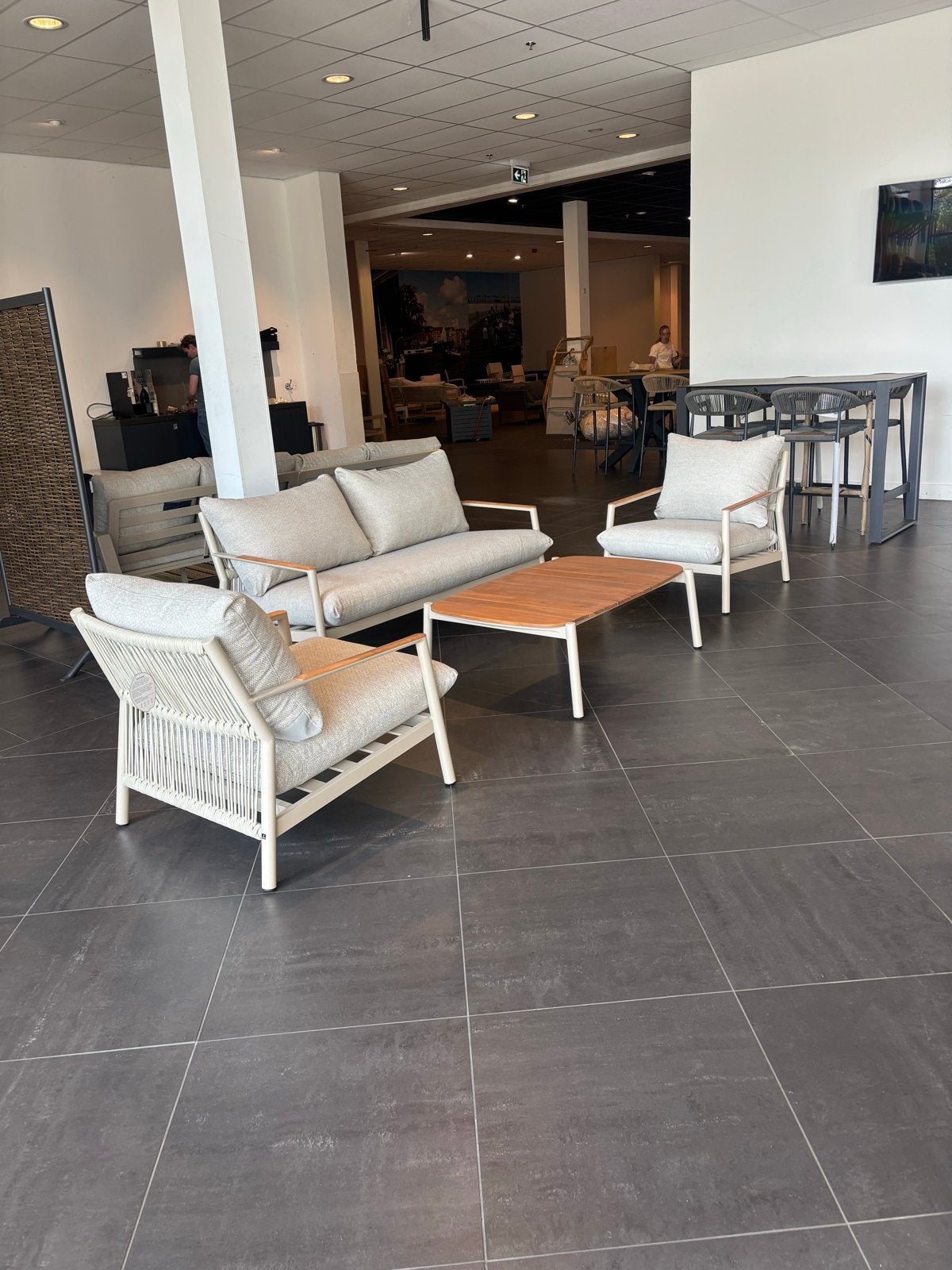 Moderne lounge set met bank en fauteuils, Ophalen, Gebruikt, 150 tot 200 cm, Driepersoons