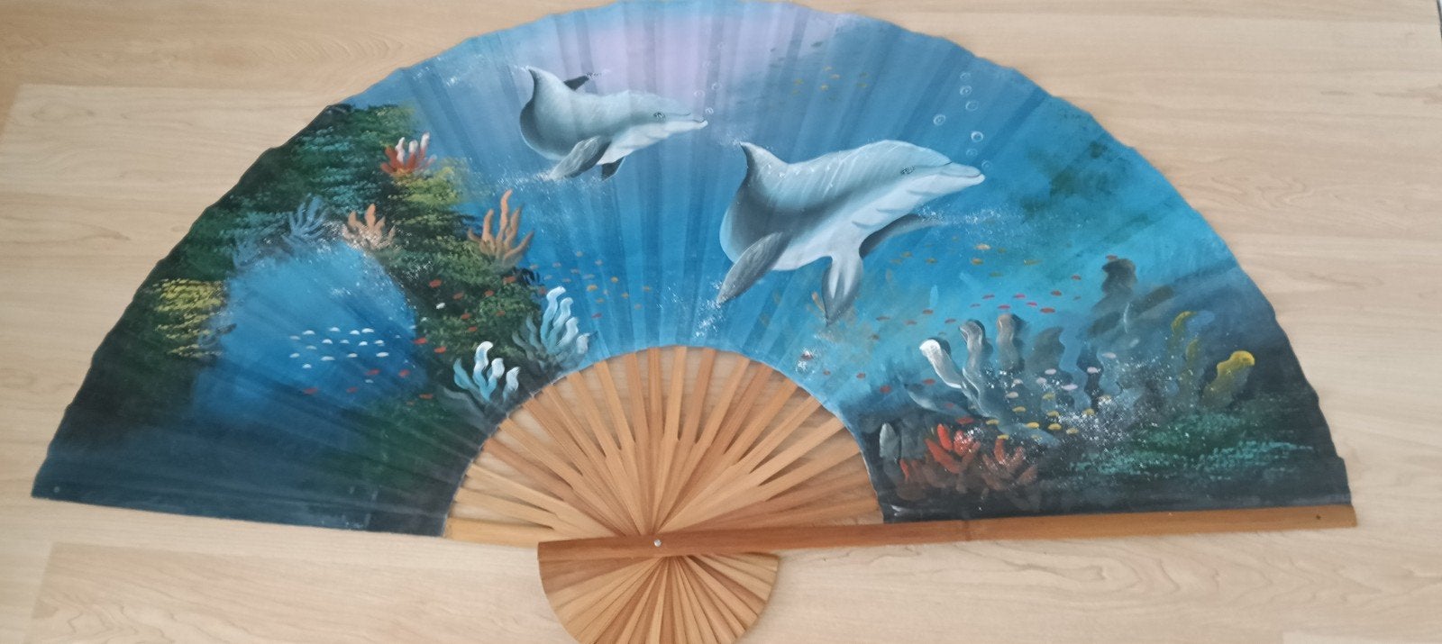 Oosterse Waaier , handgeschilderd, wanddecoratie, Huis en Inrichting, Ophalen, Oosters, Decoratieobject, Zo goed als nieuw