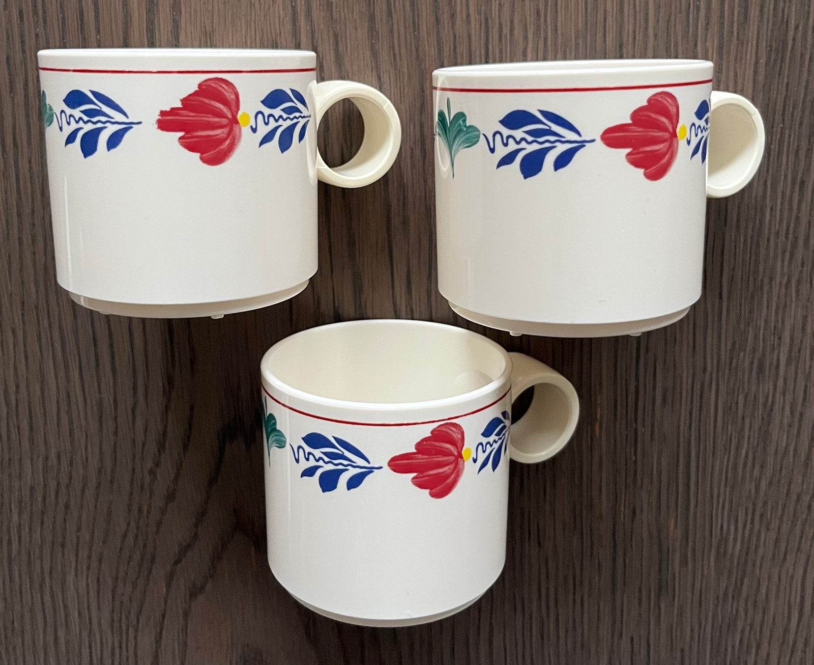 set van 3 Mepal Boerenbont/Boerenbond kopjes/mokjes/bekers, Kunststof, Mepal, Landelijk/Boerenbont, Ophalen of Verzenden