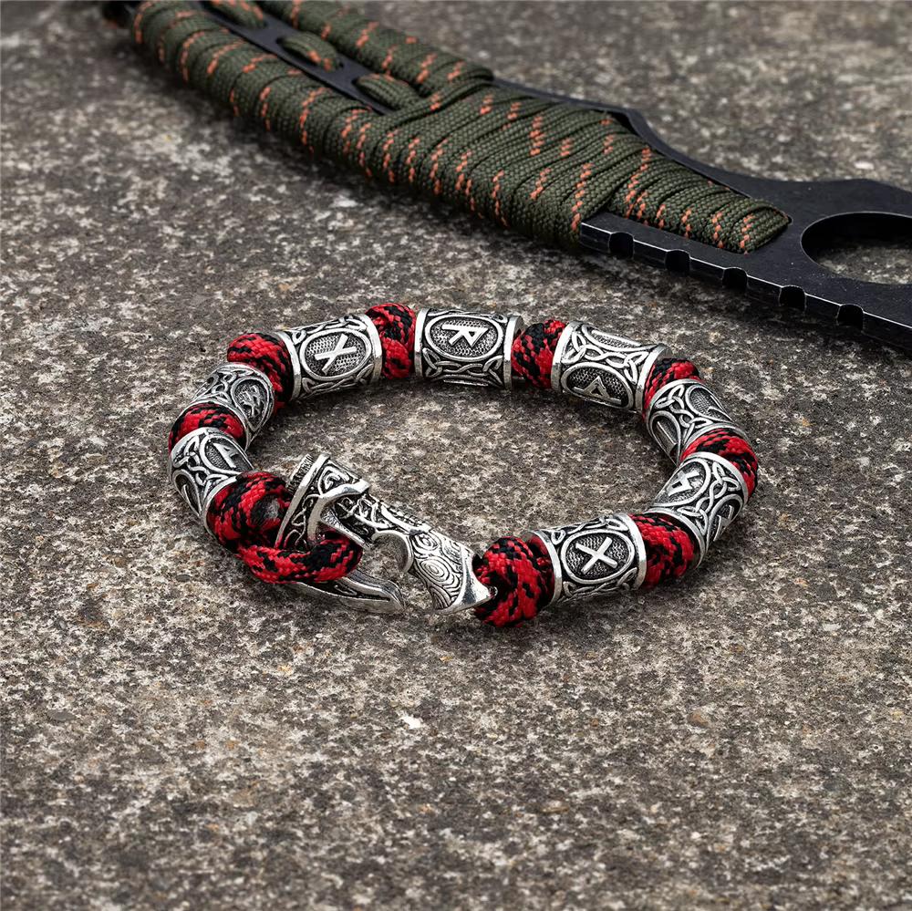 Rode Rune Kabel Heren Armband, Sieraden, Tassen en Uiterlijk, Armbanden, Nieuw, Rood, Verzenden