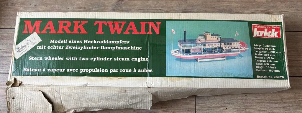 Krick Mark Twain modelbouw stoomboot - Vintage, nieuw in doo, Ophalen, Zo goed als nieuw, Groter dan 1:32, Overige merken