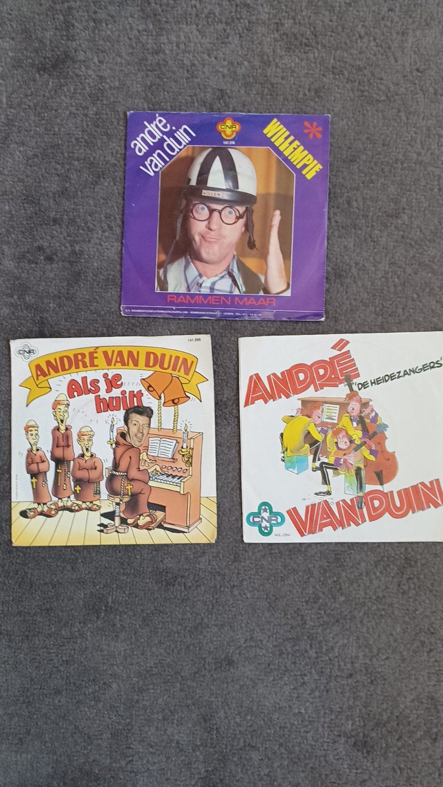 3 vinyl singles van Andre Van Duin. Willempie, Bim bam, Ophalen of Verzenden, Zo goed als nieuw, Nederlandstalig