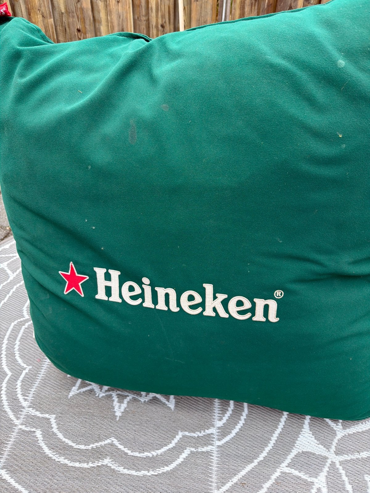 Heineken Loungekussen - Groen (ook in zwart verkrijgbaar), Overige merken, Gebruikt, Vierkant, Ophalen of Verzenden