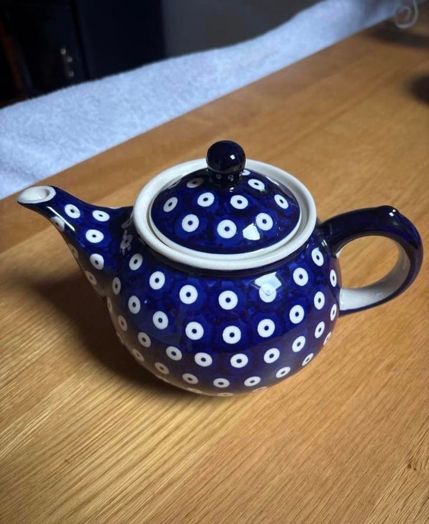 Bunzlau Theepot 400 ml - Blauw-wit patroon, Ophalen of Verzenden