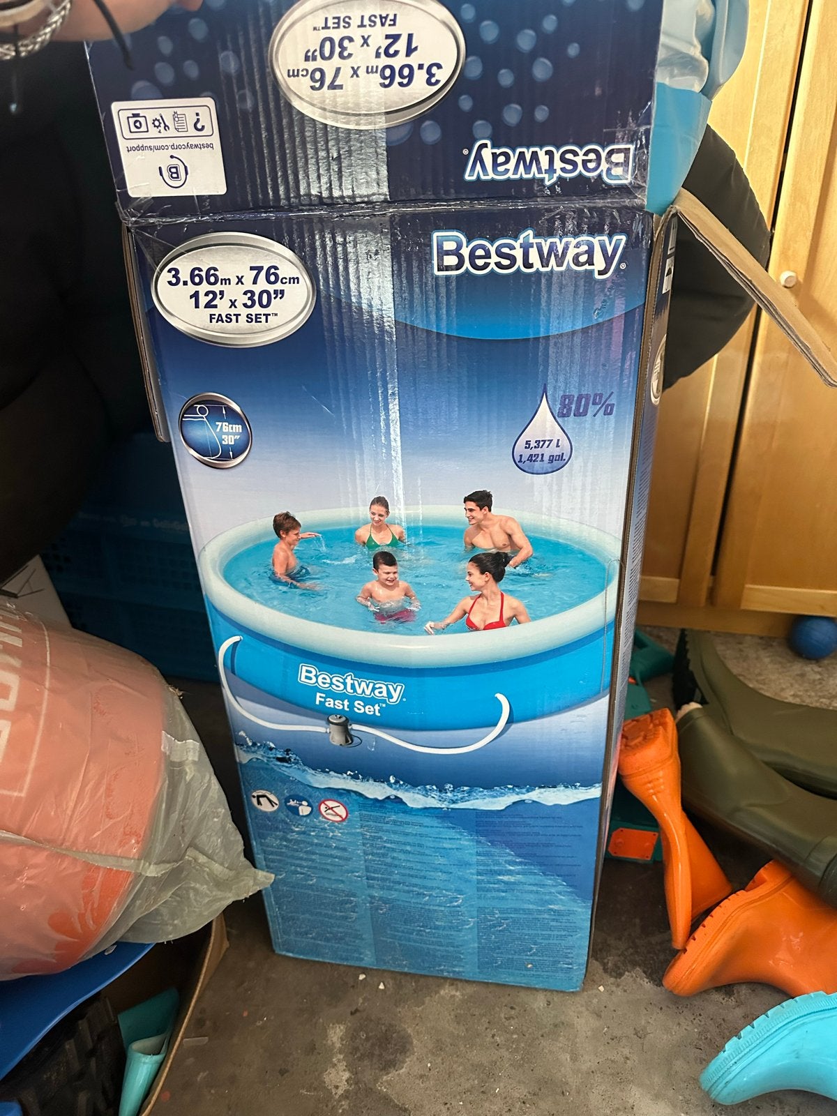 Bestway Fast Set Zwembad 3.66m met pomp (excl. afdekzeil), Ophalen, Gebruikt, Minder dan 80 cm, Rond